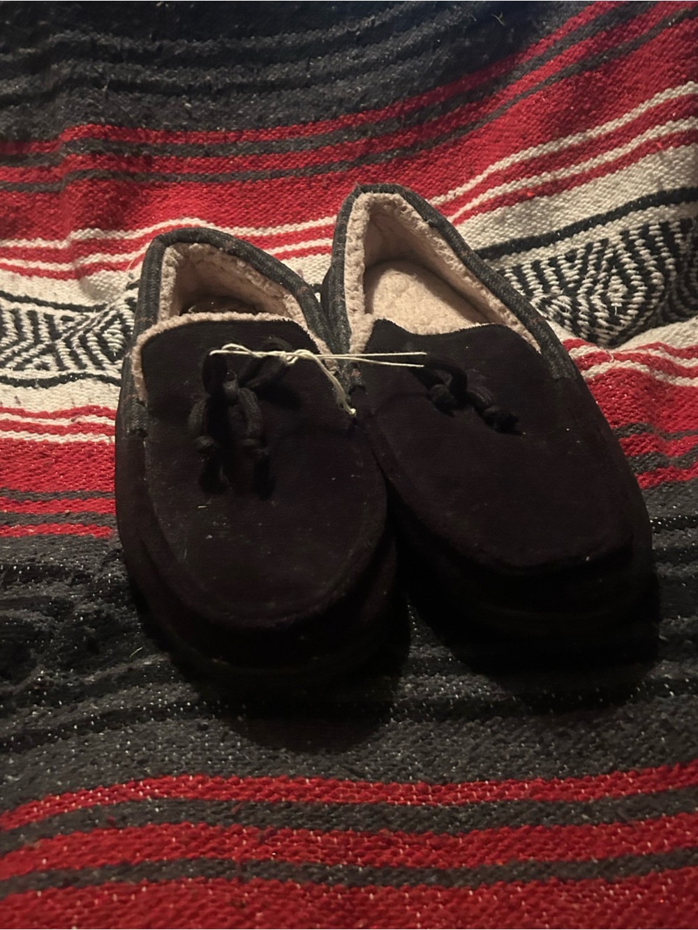 Men's Black Suede Slip-On Loafers faux wool insides